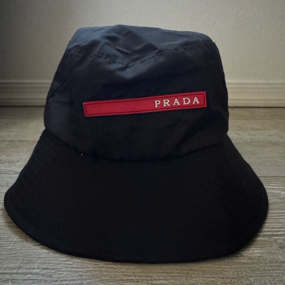 Prada Black Hat with Red Accent